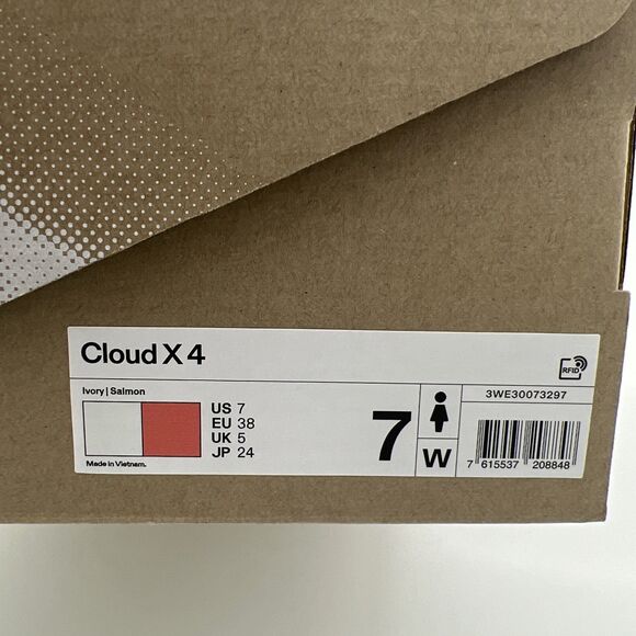 ON CLOUD X 4 Women's IVORY SALMON Athletic Running Walking Sneaker Shoes Size 7 - Picture 9 of 9